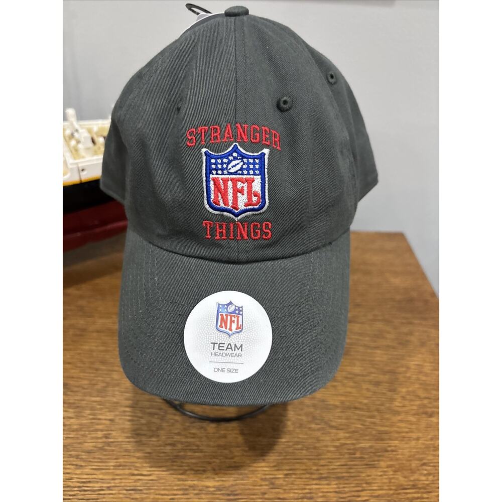 NFL Stranger Things Charcoal Gray Embroidered Adjustable Dad Hat One Size NEW